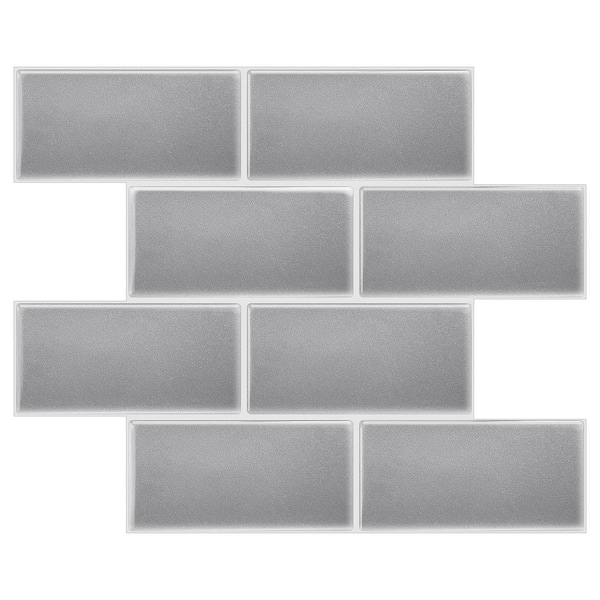 MURENO Grey Subway 10.00 in. x 12.60 in. Vinyl Peel and Stick Backsplash Tile (3.5 sq. ft./pack)