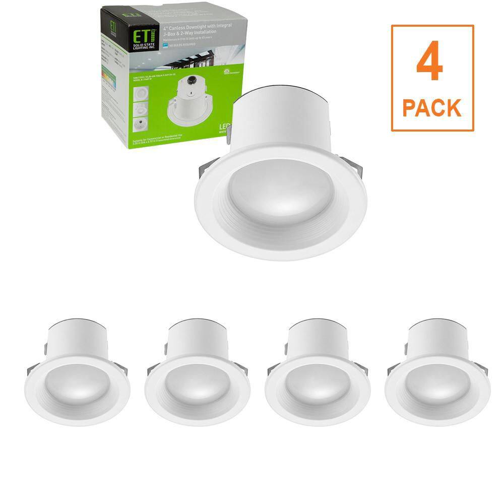 ETI LIGHTING 4-pack 4 in. Canless Integrated Junction Box LED