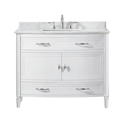 Dacosti 42 in. W x 22 in. D Vanity in White with Marble Vanity Top in White with White Sink