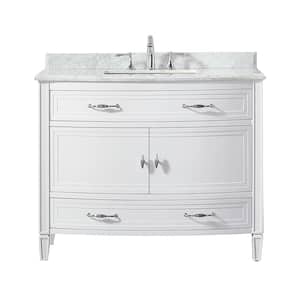 Dacosti 42 in. W x 22 in. D x 34 in. H Single Sink Bath Vanity in White with Carrara Marble Top