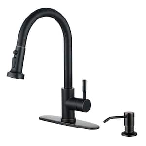 Henassor Single Handle Pull-Down Sprayer Kitchen Faucet with Advanced Spray and Soap Dispenser in Oil Rubbed Bronze