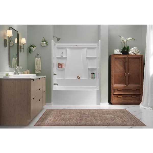 Classic 500 60 in. x 30 in. Alcove Left Drain Bathtub and Wall Surrounds in High Gloss White