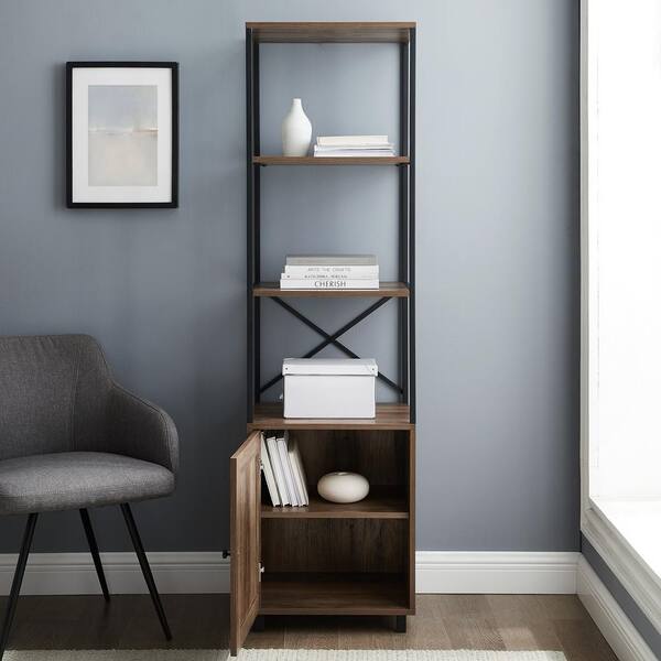 Welwick Designs 64 In Reclaimed Barnwood Wood And Metal 3 Shelf Bookcase With 1 Door Hd8644 - Reclaimed Barnwood Wall Shelves Welwick Designs 64 In Reclaimed Barnwood Wood And Metal 3 Shelf Bookcase With 1 Door Hd8644 - Reclaimed Barnwood Wall Shelves