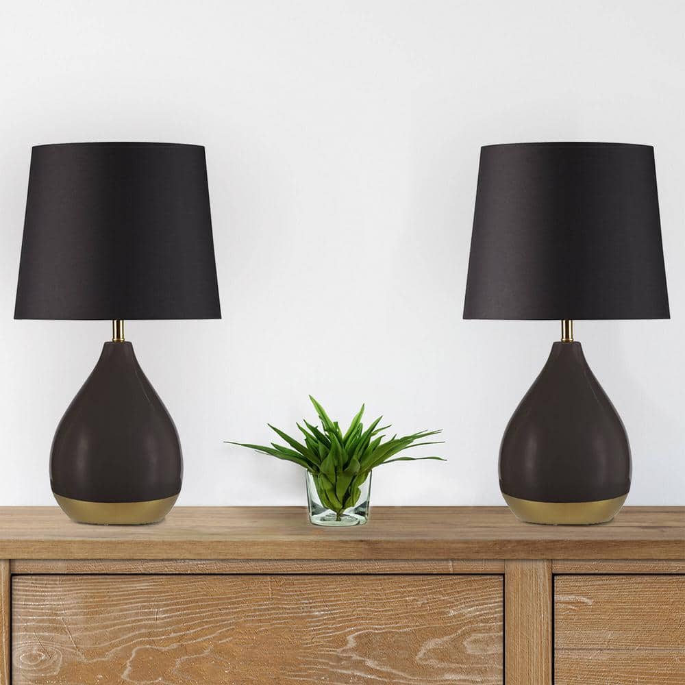 Liora Black and Gold Ceramic Table Lamp Set