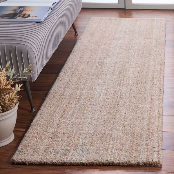 Abstract 2 ft. x 8 ft. Aqua/Brown Classic Marle Runner Rug