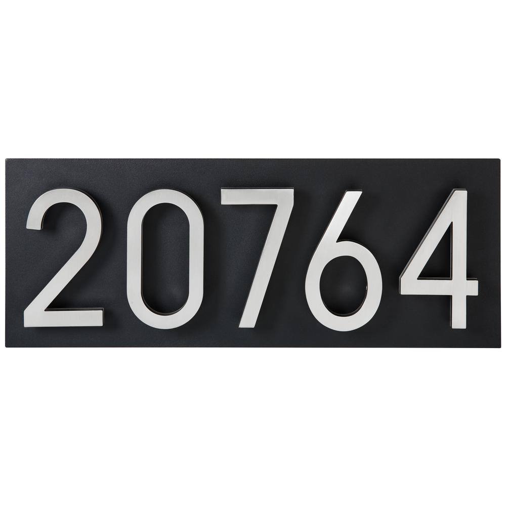 Large Black Steel Floating Address Plaque with Light Sensor