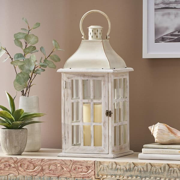 10 Rustic Distressed Gray Wooden Pine LED Candle Lanterns Use Indoors or Outdoor 