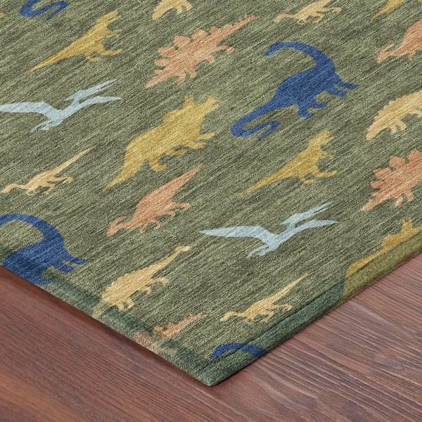 Chantille Machine Washable Indoor/Outdoor Abstract ACN2622 Olive 8 ft. x 10 ft. Area Rug
