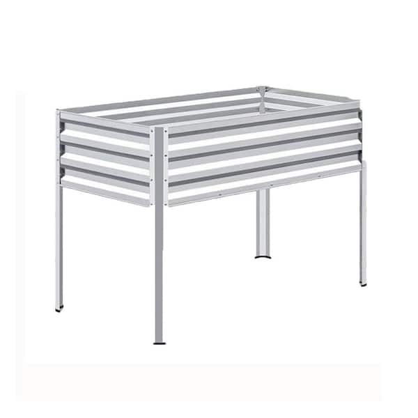 Phewnyzo 48 in. x 24 in. x 32 in. Elevated Silver Metal Raised Garden Bed with Legs and Drainage Holes