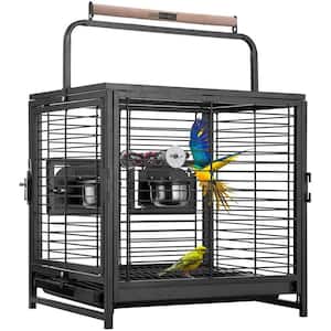 19 Inch Wrought Iron Bird Travel Carrier Cage for Parrots Conures Lovebird Cockatiel Parakeets