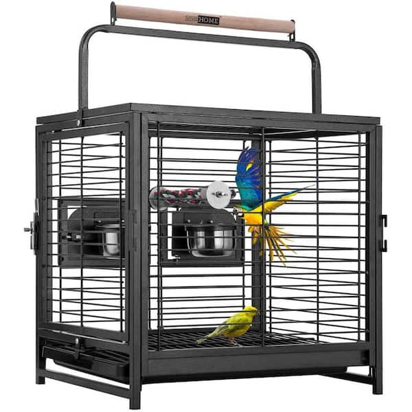 VIVOHOME 19 Inch Wrought Iron Bird Travel Carrier Cage Parrots Conures Lovebird Parakeets X0028WHD7R - The Home Depot