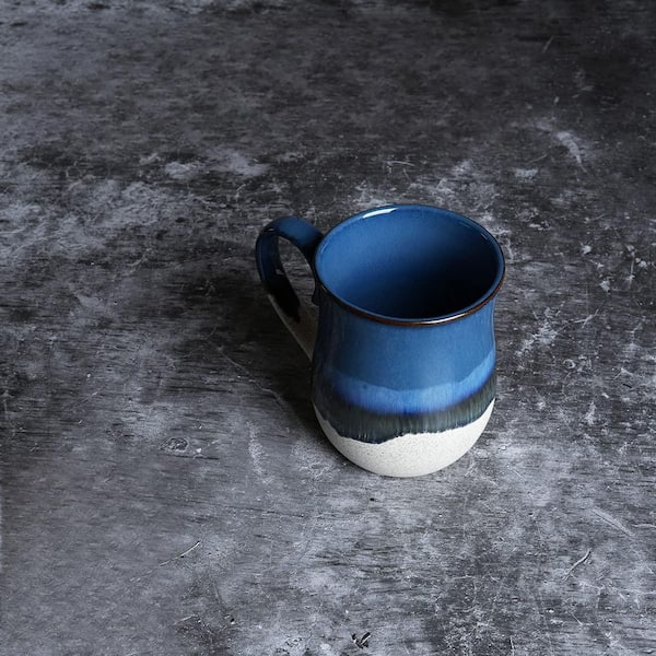 Wudkey 20 oz. Blue Large Ceramic Coffee Mug, Big Tea Cup for Office and Home, Dishwasher and Microwave Safe