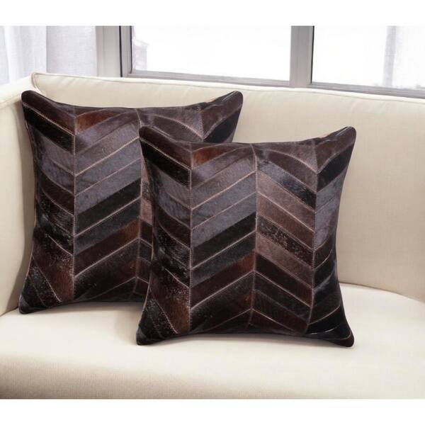 18 X 18 Chocolate Cowhide Throw Pillow