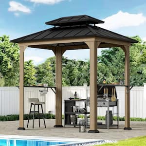 Ultra 6Ft x 8Ft Wood looking & Aluminum Hard Top Grill Gazebo only 9.00: eDeal Info