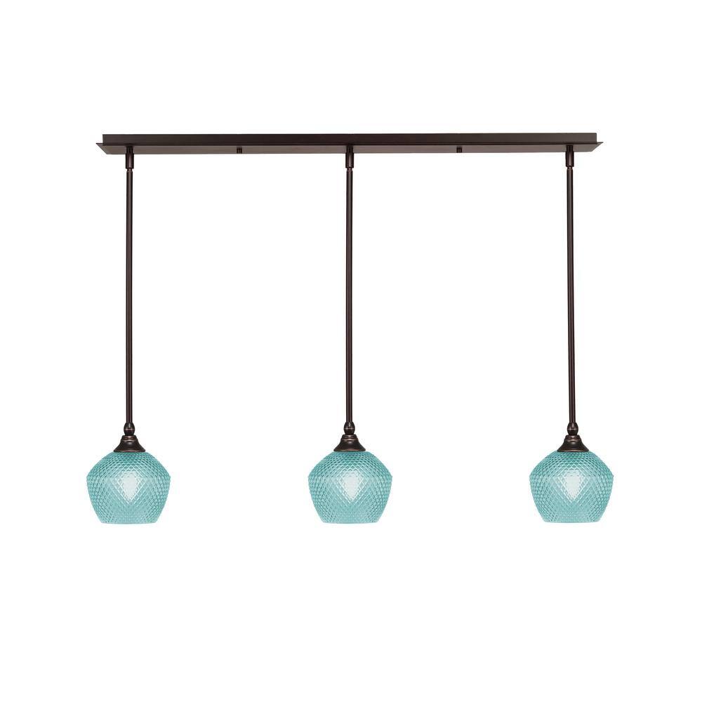 Livingston 100-Watt 3-Light Dark Granite Shaded Pendant Light with 6 in. Tu