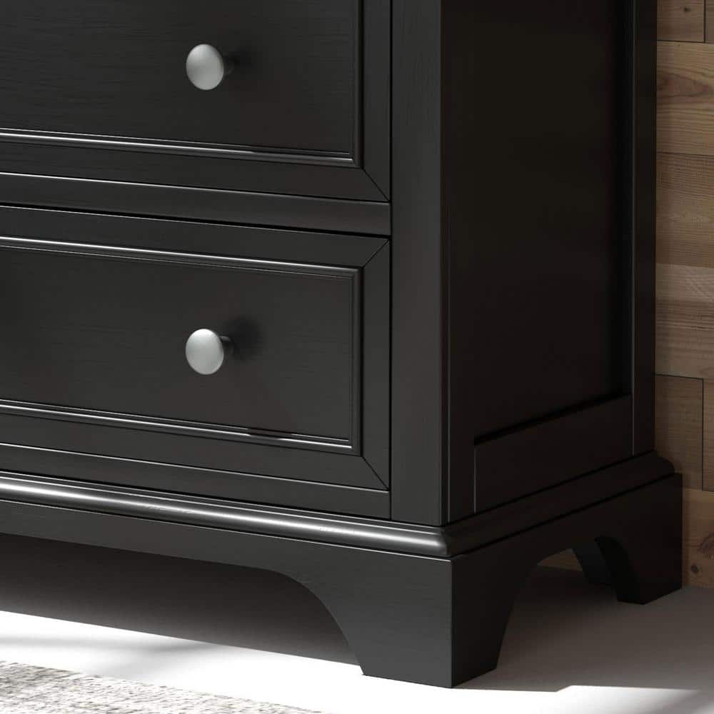Black Hardwood and Engineered Wood Chest with Felt Lined Drawer