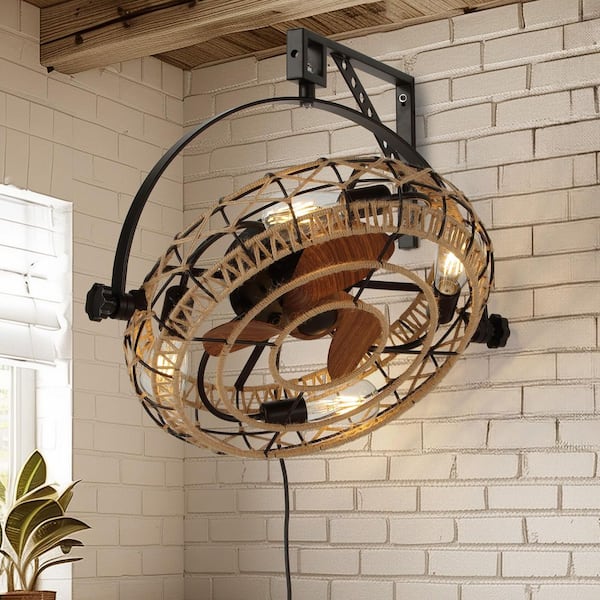 25 in. Modern Indoor Wood and Matt Black Ceiling Fan with Light and Remote for Bedroom Dining Room