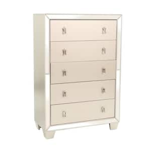 Silver 5-Drawer 38 in. Wide Dresser Without Mirror