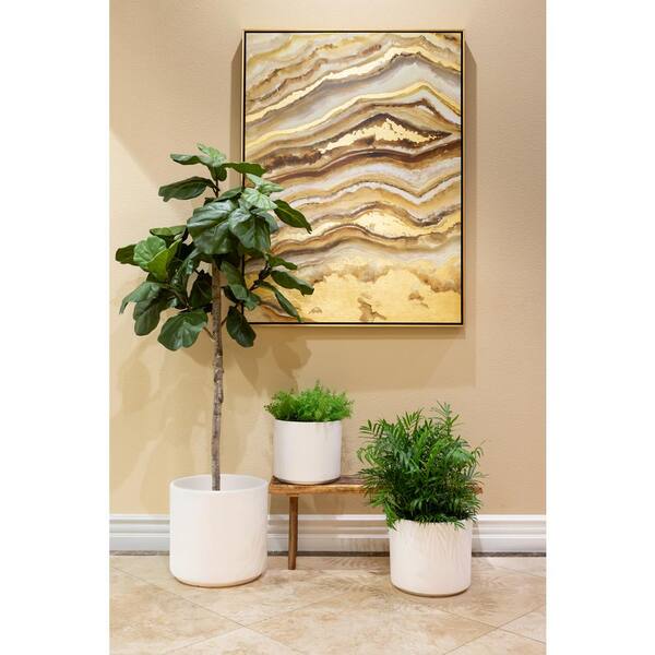 Vigoro - 15.6 in. Eloise Large Modern White Ceramic Cylinder Planter (15.6 in. D x 15 in. H) with Drainage Hole