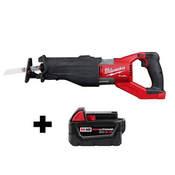 Milwaukee M18 FUEL 18V Lithium-Ion Brushless Cordless SUPER SAWZALL Orbital Reciprocating Saw with M18 5.0 Ah Battery - 1