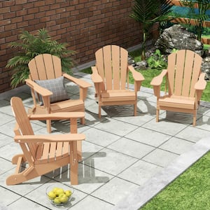 Laguna 4-Pack Fade Resistant Outdoor Patio HDPE Poly Plastic Classic Folding Adirondack Chairs in Teak