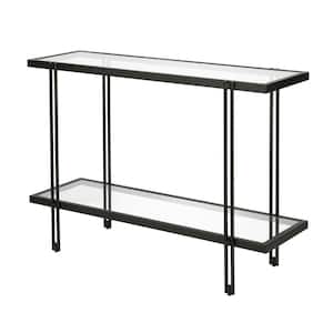 Inez 42 in. Blackened Bronze Standard Rectangle Glass Console Table with Storage