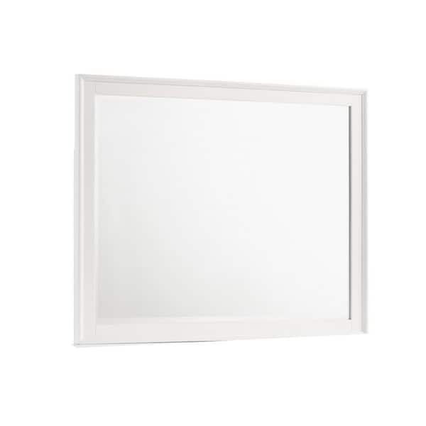 Benjara White 1.1 in. W x 32.09 in. H Modern Square Wood Dresser Mirror