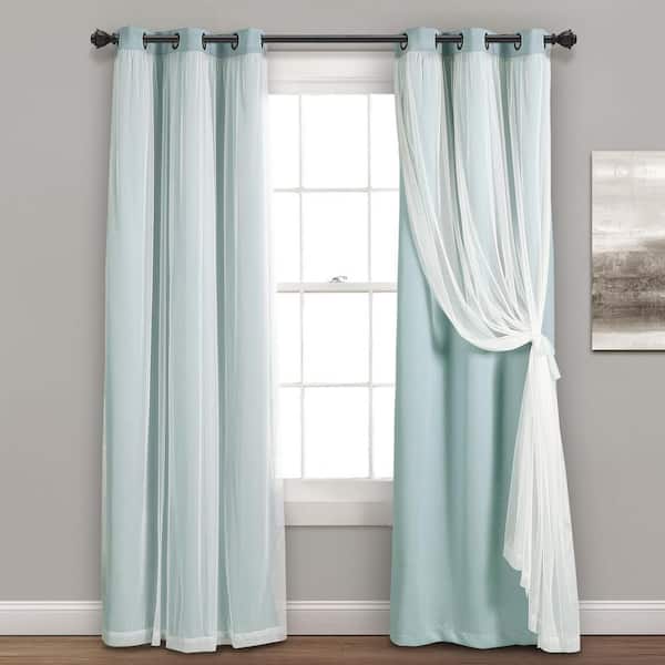 HOMEBOUTIQUE Grommet Sheer Panels With Insulated Blackout Lining Blue 38X95 Set
