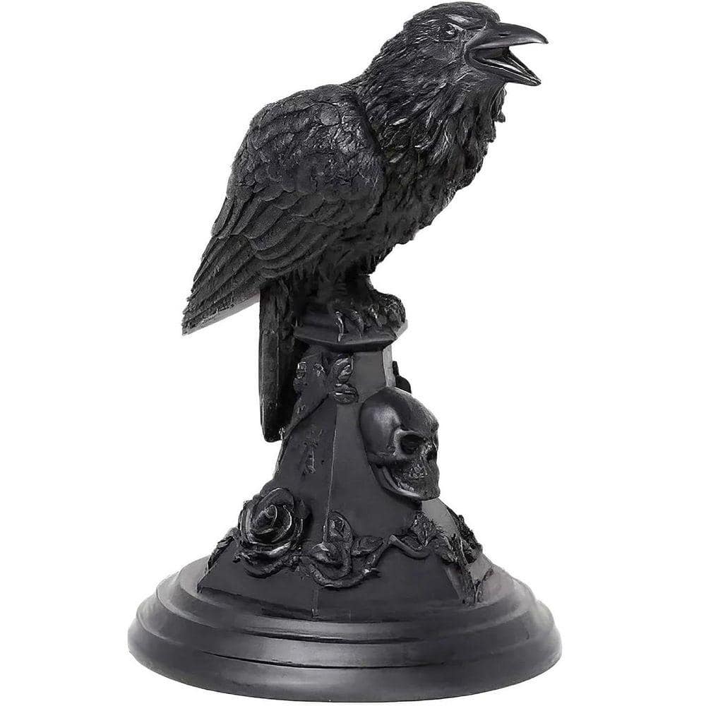 Black Gothic Crow Candle Holder-Resin Ornament for Halloween