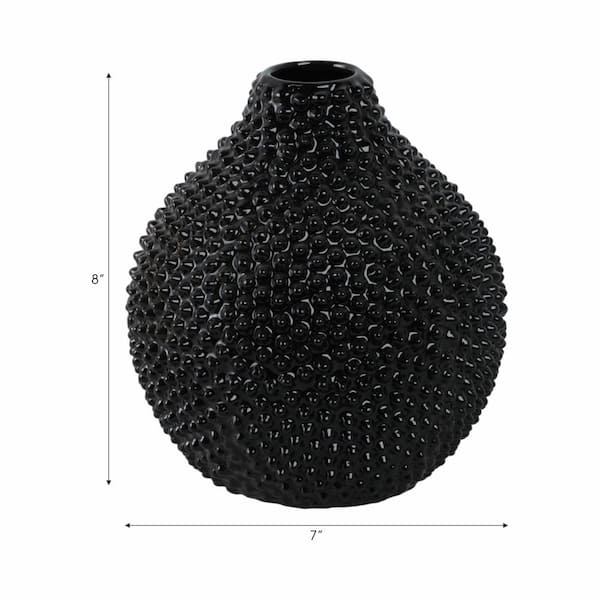 spicygem studs vase black Mサイズ Liv & Skye 8 in. Black Ceramic Glossy Spiked Decorative Vase 12068