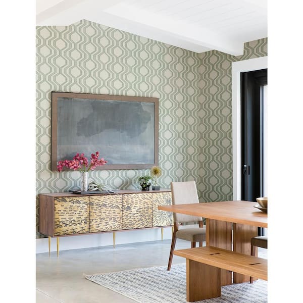 Burton Green Modern Ogee Textured Non-pasted Paper Wallpaper