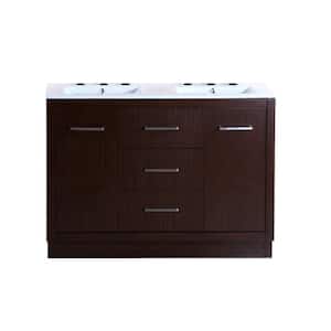 Cupertino 48 in. W x 18 in. D x 33.5 in. H Double Vanity in Wenge with Ceramic Vanity Top in White with White Basins