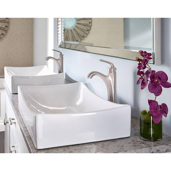 Arterra Single Hole Single-Handle Vessel Bathroom Faucet in Brushed Nickel