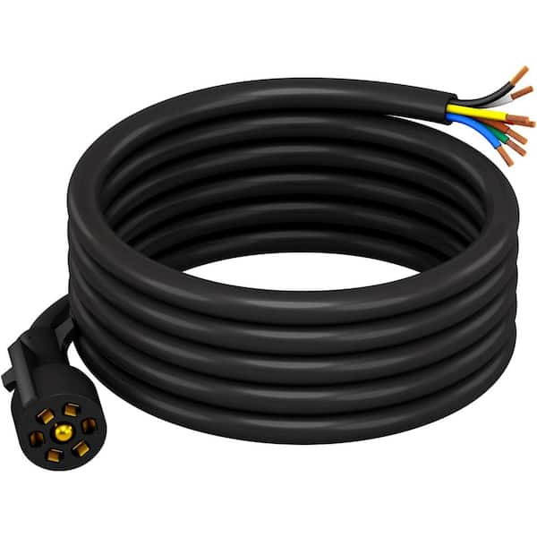 8 ft. Trailer Wiring Harness Kit with 7-Pin Trailer Plug Inline Wire Harness Cable in Black