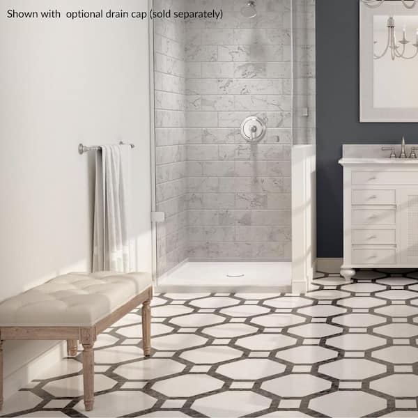 JACUZZI 60 in. x 36 in. Center Drain 2 in. Shower Base in White SR