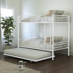 Courtois White Metal Twin over Twin Bunk Bed with Trundle