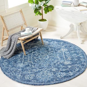 Metro Blue 6 ft. x 6 ft. Medallion Solid Color Round Area Rug