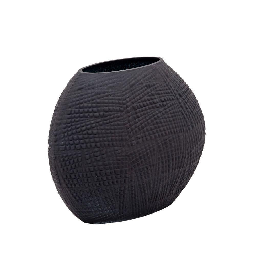 Black Textured Glass 8" Vase for Table Centerpieces
