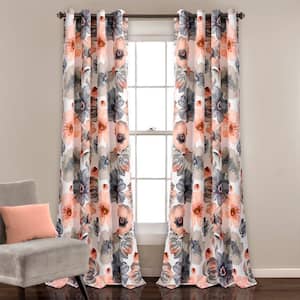 Coral Solid Grommet Room Darkening Curtain - 52 in. W x 84 in. L (Set of 2)