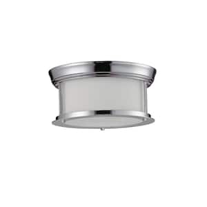 Perry 2-Light Chrome Steel Nautical Flush Mount with Matte Opal Glass Shades