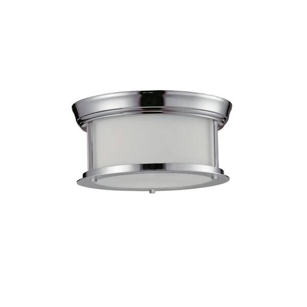 Unbranded Perry 2-Light Chrome Steel Nautical Flush Mount with Matte Opal Glass Shades