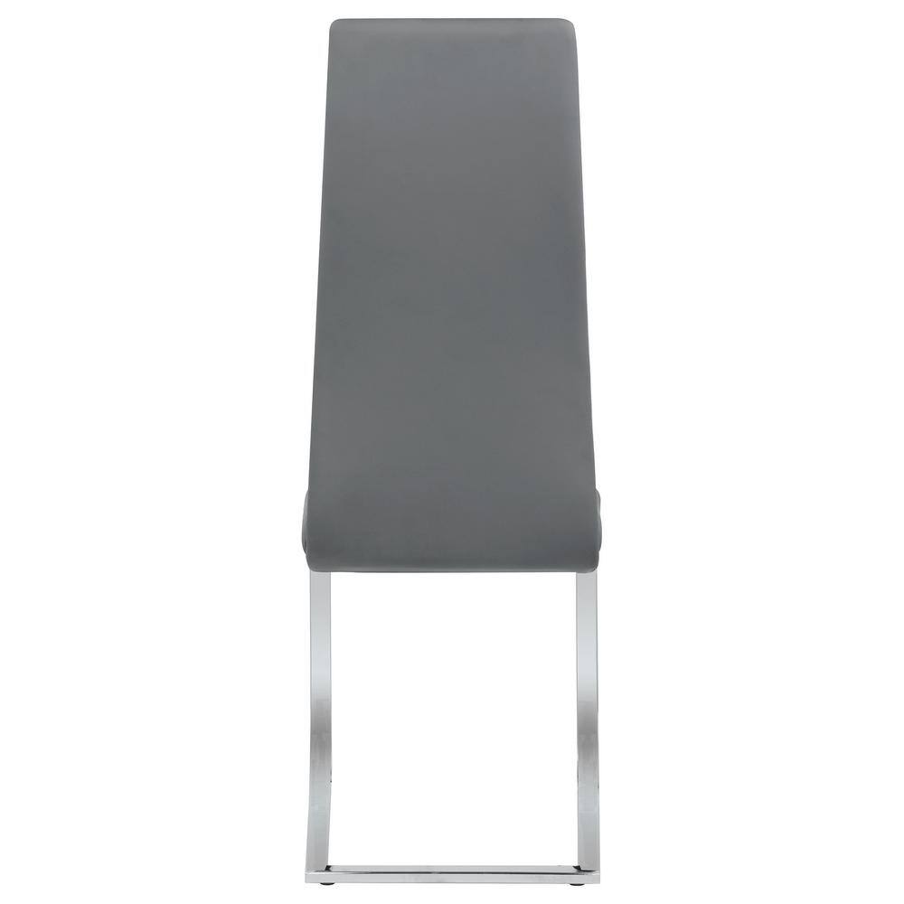 High-Back Gray Faux Leather Side Chair with Chrome Frame