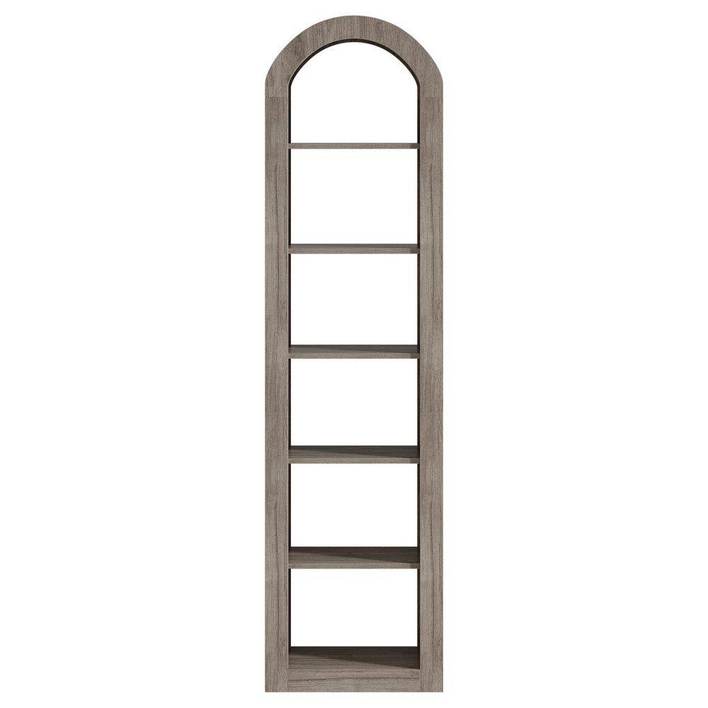 Eulas 74.8 in. Tall Gray Wood 6-Shelf Arched Standard Bookcase Narrow Open Floor Standing Corner Bookshelf with Storage price history on PriceWatchPro