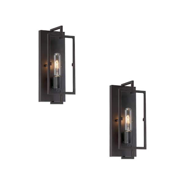 4.75 in. 1-Light Vintage Bronze Industrial Wall Mount Sconce Light (2-pack)