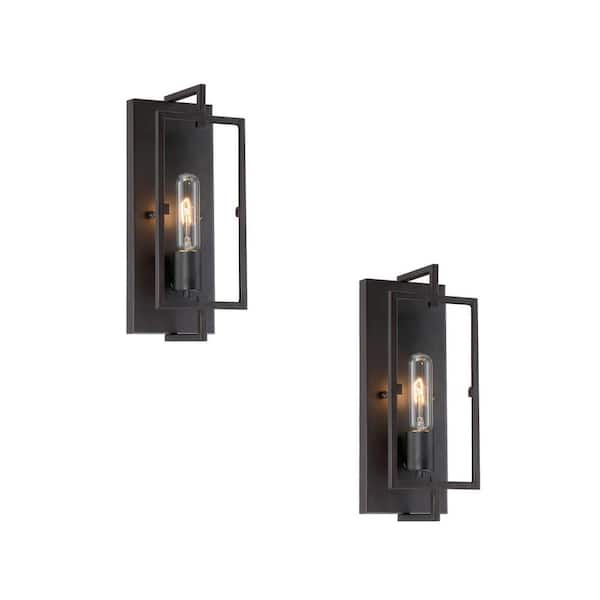 Home Decorators Collection 4.75 in. 1-Light Vintage Bronze Industrial Wall Mount Sconce Light (2-pack)