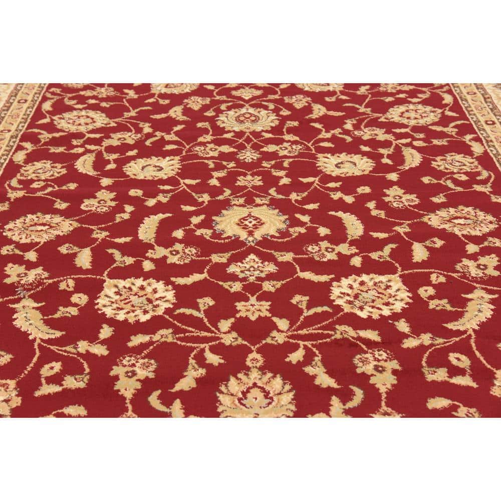 Elegant Aditi 4' x 6' Red Synthetic Stain-Resistant Area Rug