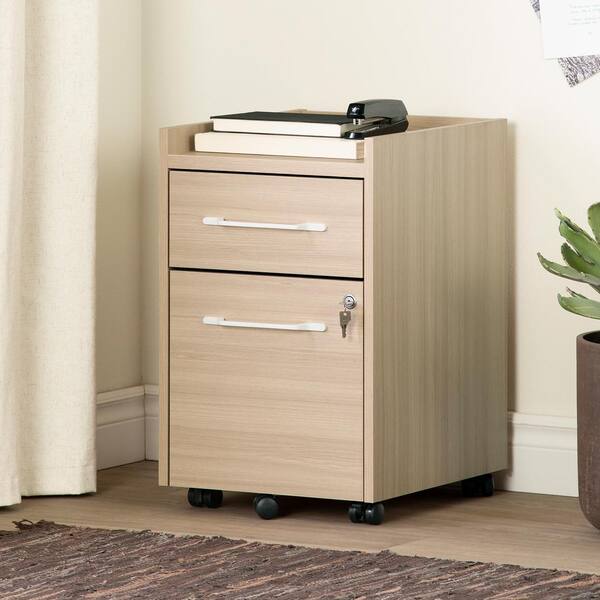 South Shore Helsy Soft Elm Decorative Vertical File Cabinet with 2