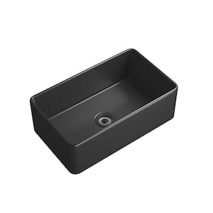 18 in . Undermount Rectangular Bathroom Sink in Black Ceramic