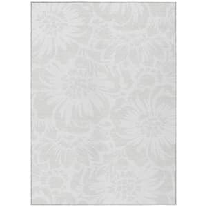 Ivory 9 ft. x 12 ft. Woven Floral Rectangle Indoor/Outdoor Area Rug