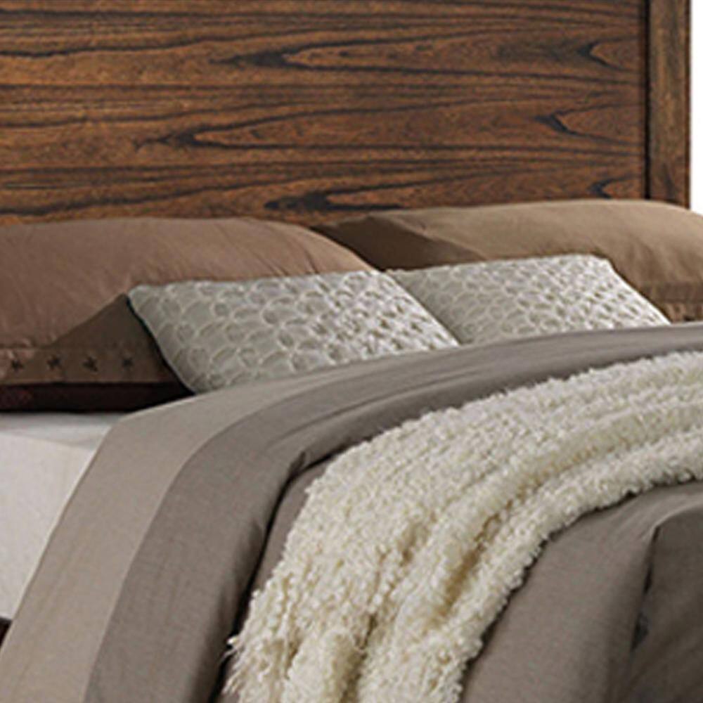 Oak King Upholstered Bed with Storage Drawers